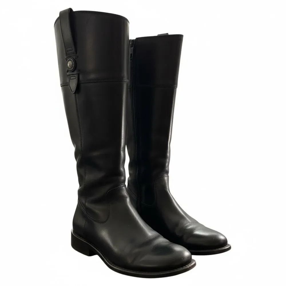 Frye Jayden Button Tall Black Leather Riding Boots